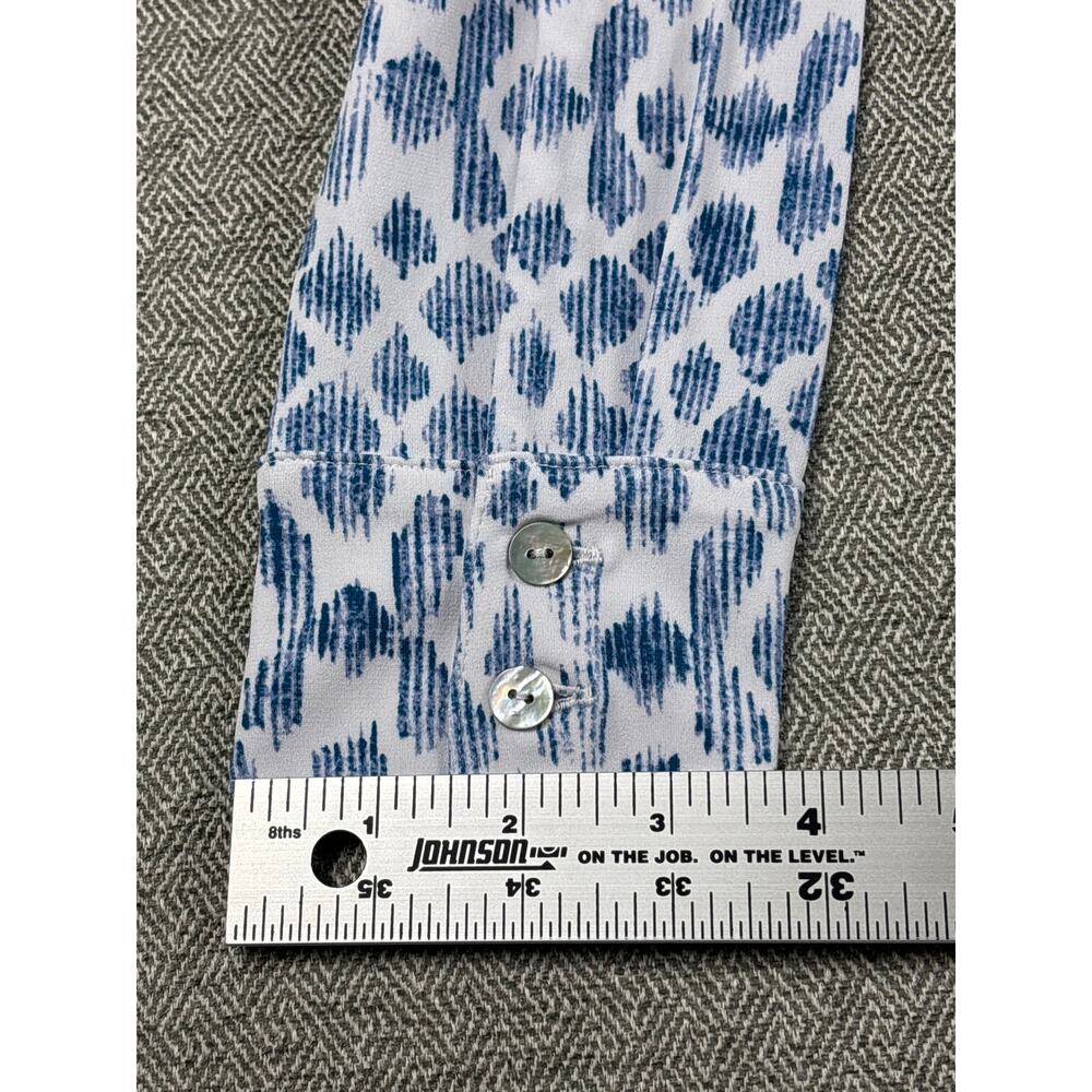 Tommy Bahama Carmela Dress S Blue White Ikat Print Split Neck Coastal Beach NWT - Picture 7 of 14